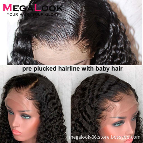 Virgin Cuticle Aligned Brazilian Water Wave Human Hair 13*6 Lace Front Wig For Black Women